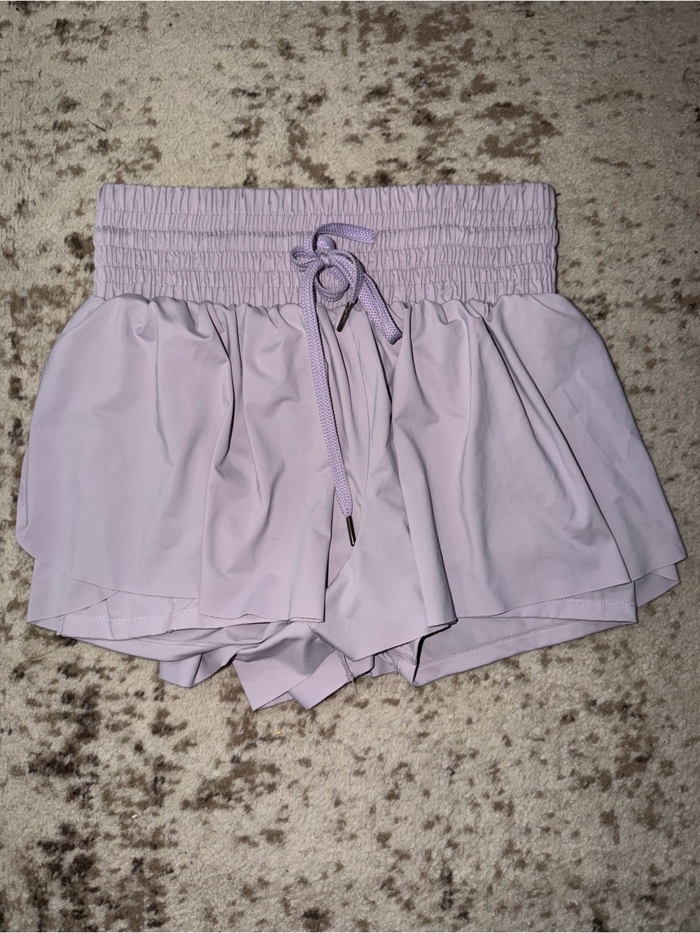 Light Lavender Women's Athletic Ruffle Shorts